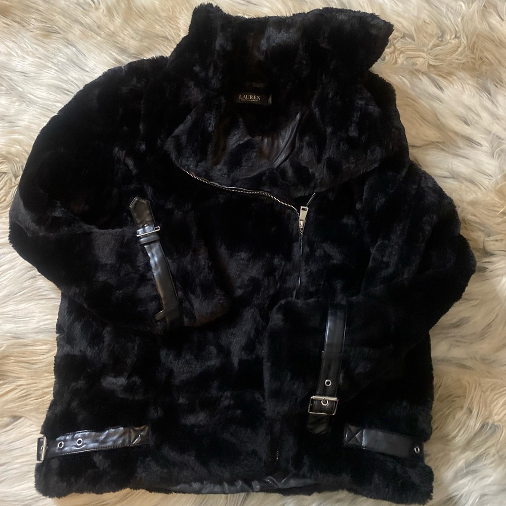 Lauren Ralph Lauren Black Faux Fur Coat